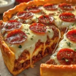deep hamburger sausage & pepperoni pie