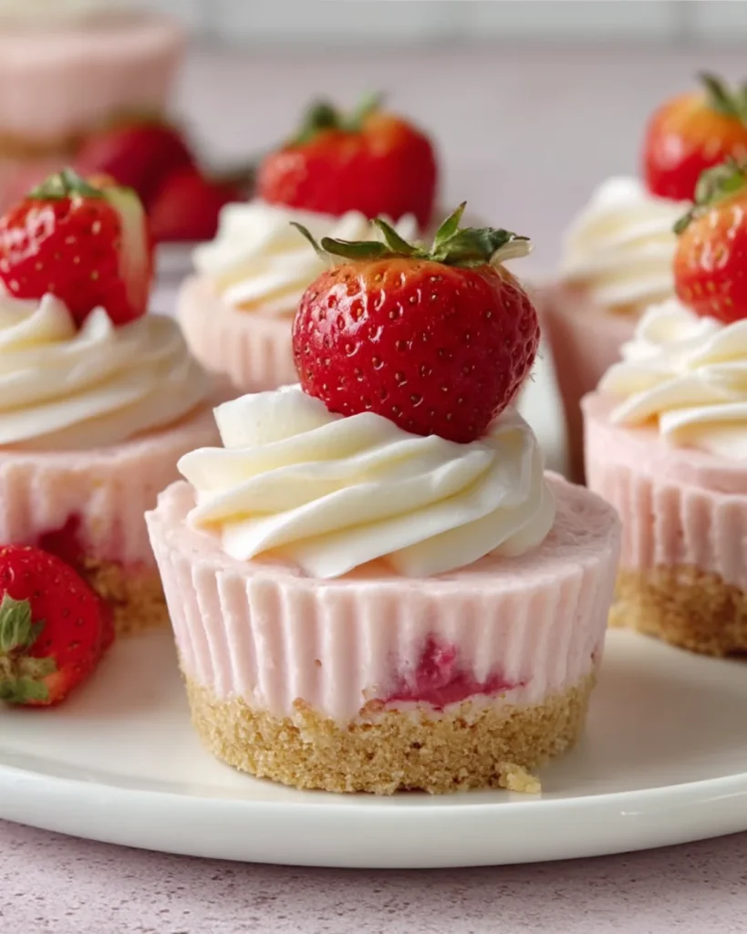 Strawberries & Cream Cheesecakes