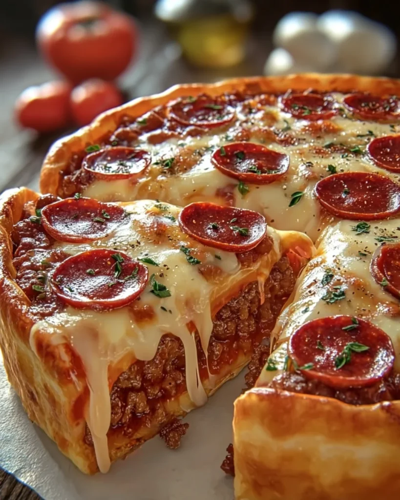 deep hamburger sausage & pepperoni pie