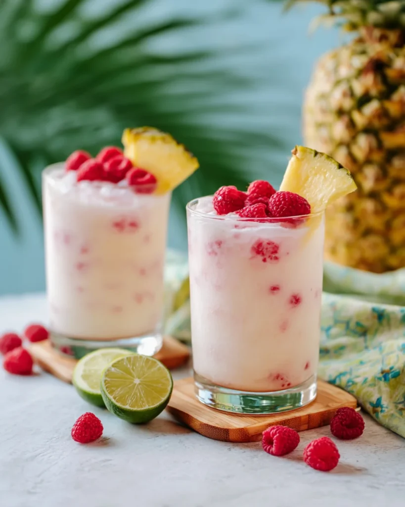Creamy Tropical Raspberry Cocktail