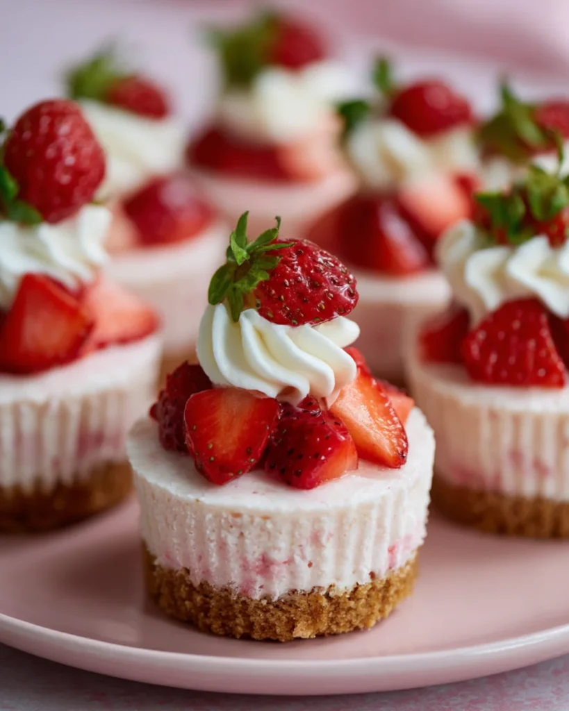 Strawberries & Cream Cheesecakes