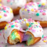 Rainbow Frosted Surprise Donuts
