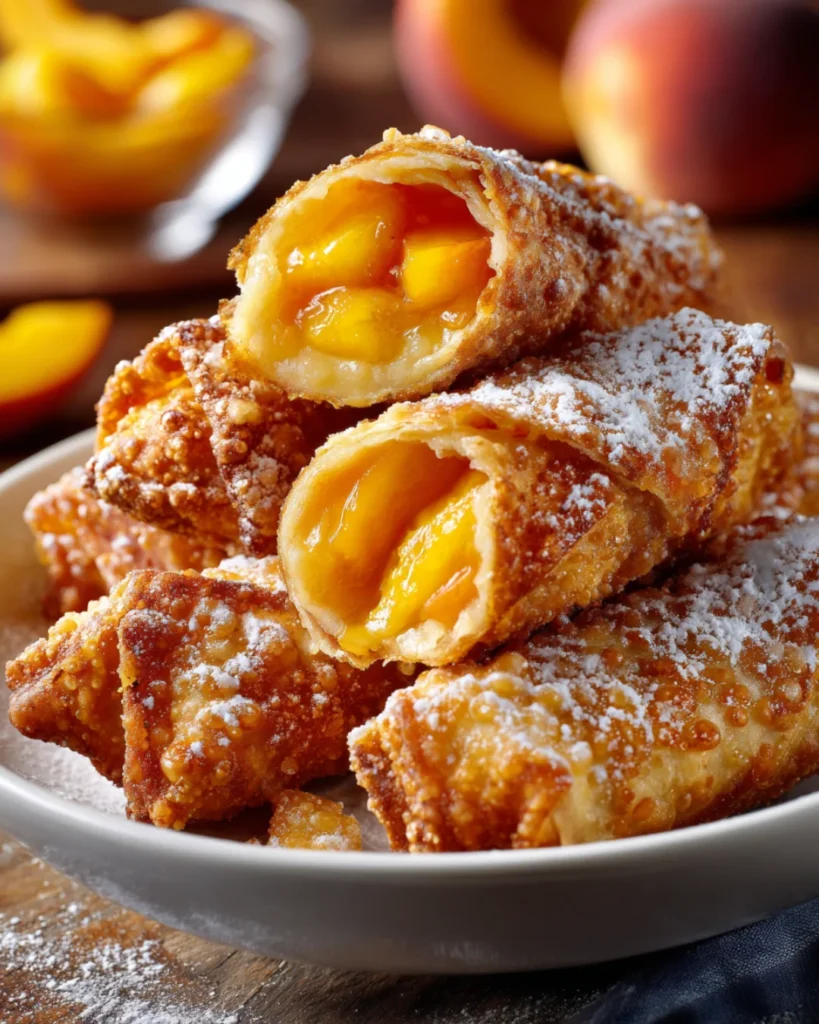 Peach Cobbler Egg Rolls